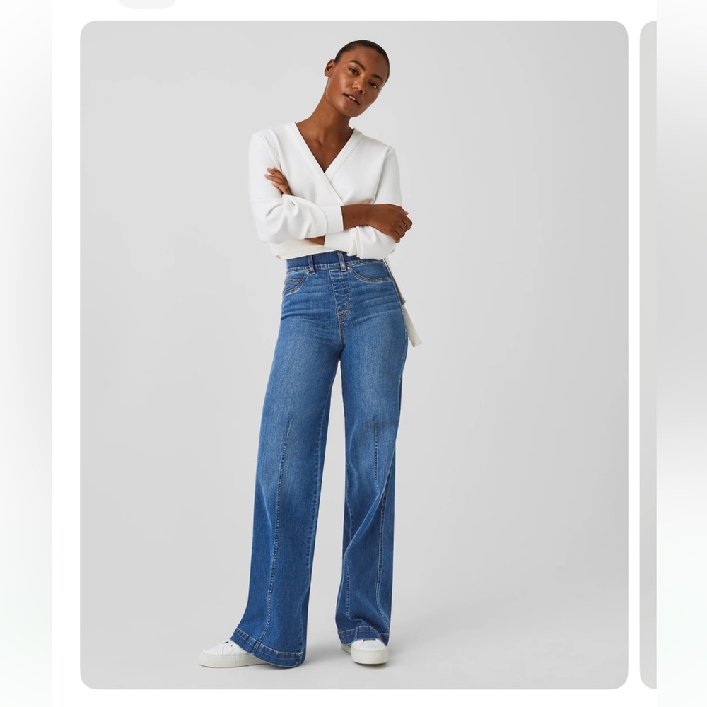 NWT SPANX Petite L Seamed Front, Wide Leg jeans